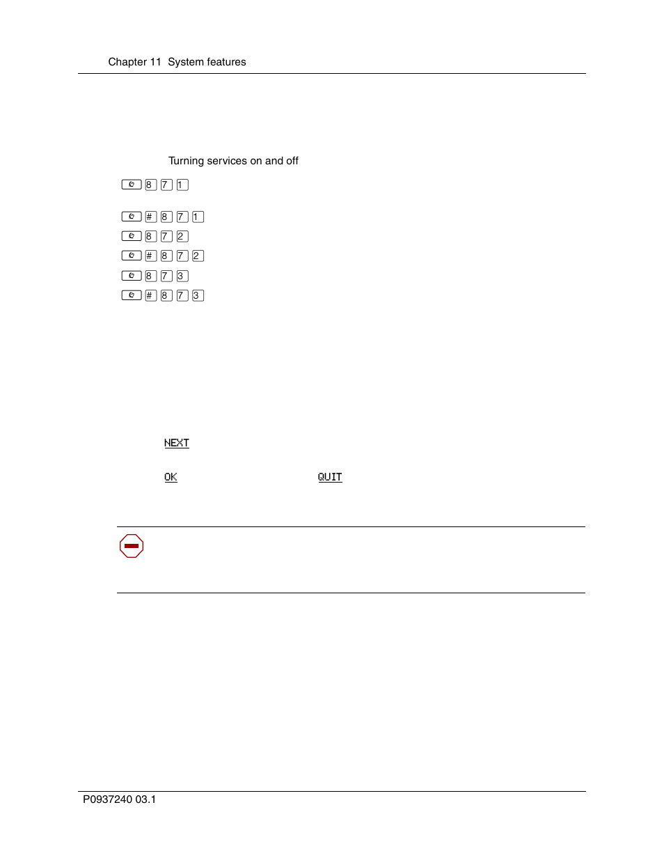 Turn services on and off, Table 10, Turning services on and off | Nortel Networks T7316 User Manual | Page 120 / 188