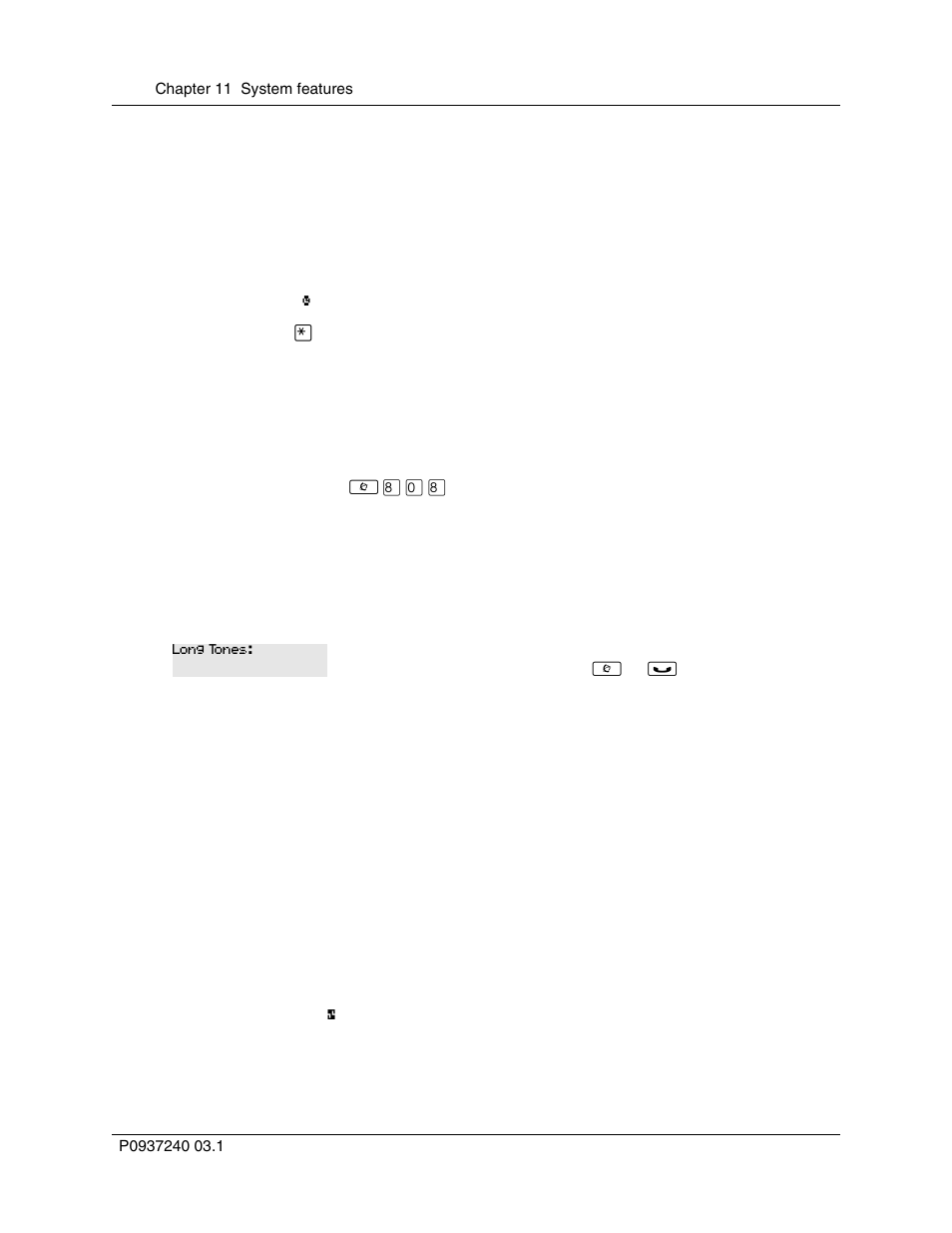 Pause, Long tones, Run/stop | Programming for occupancy restrictions | Nortel Networks T7316 User Manual | Page 126 / 188