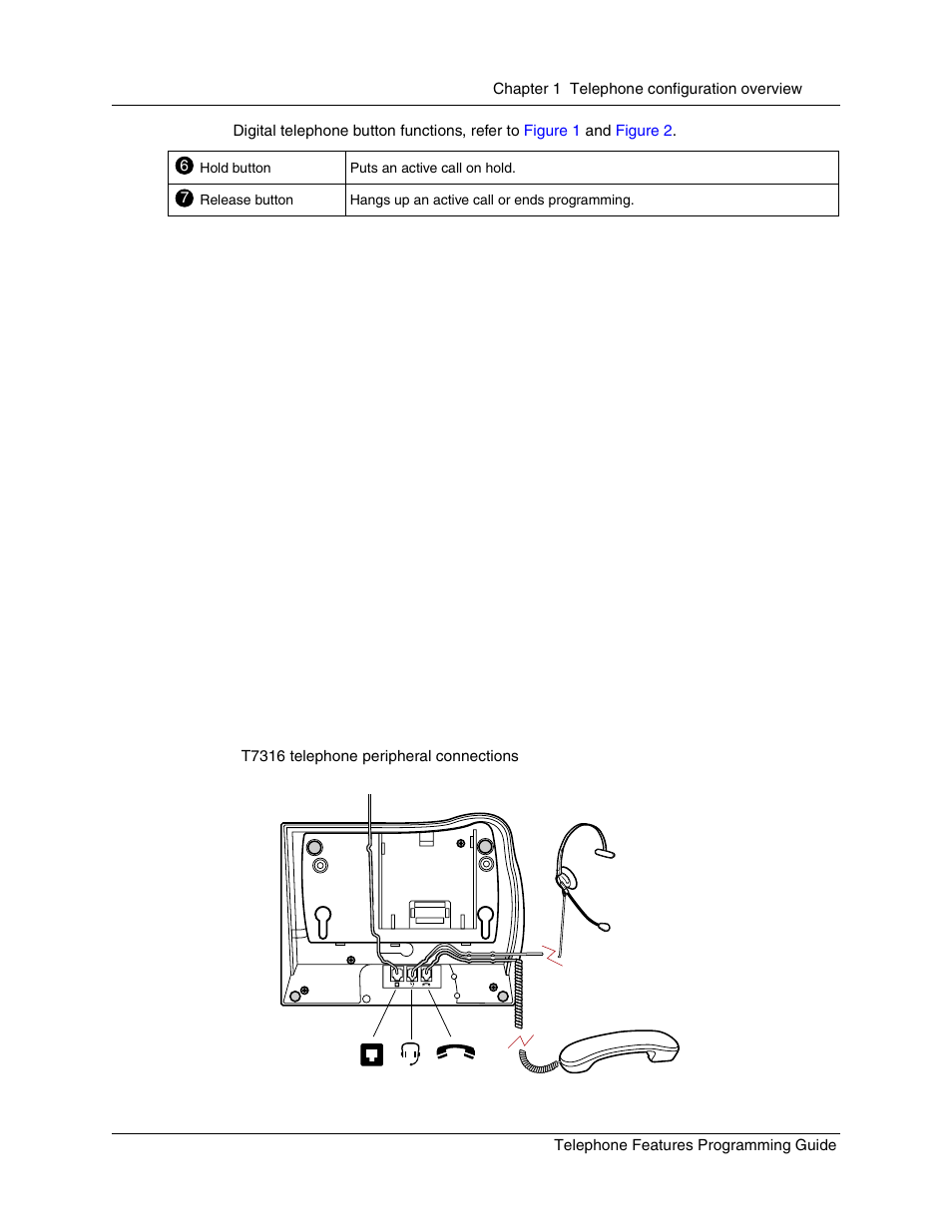 Digital telephone installation, Figure 3, T7316 telephone peripheral connections | Nortel Networks T7316 User Manual | Page 23 / 188