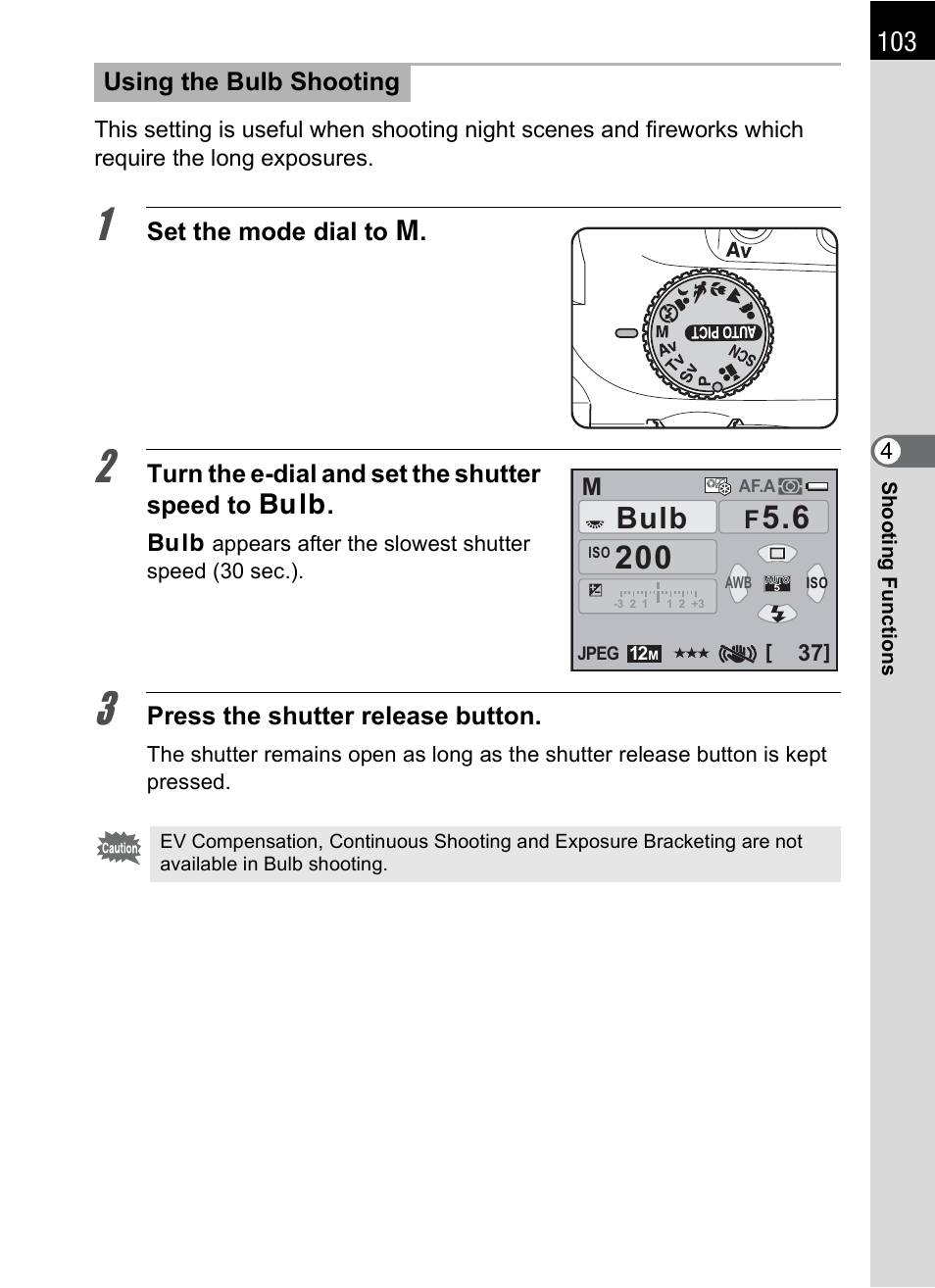 Bulb | Pentax K-X User Manual | Page 105 / 324