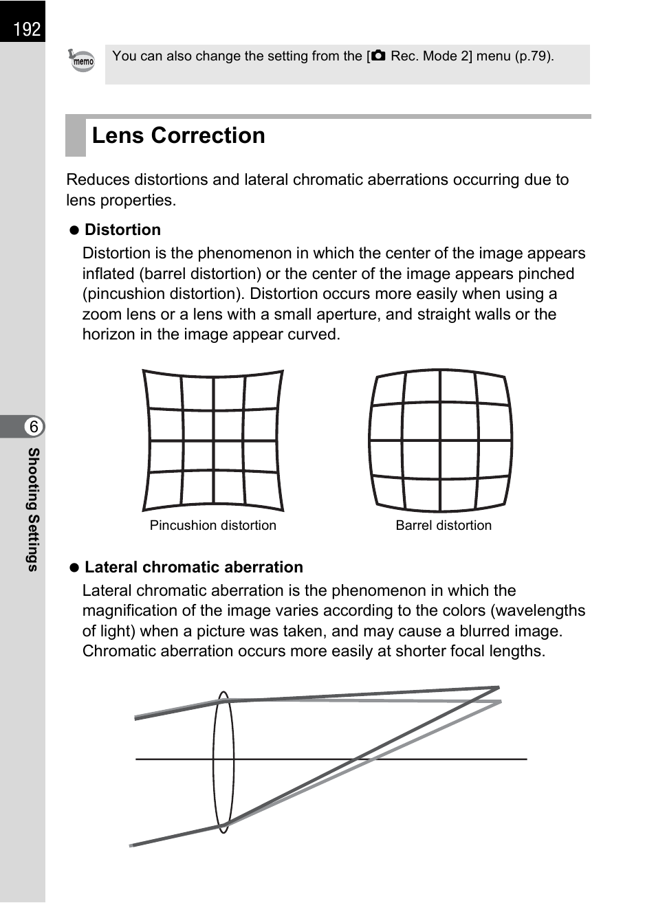 Lens correction, P.192), Ion (p.192) | P.192 | Pentax K-X User Manual | Page 194 / 324