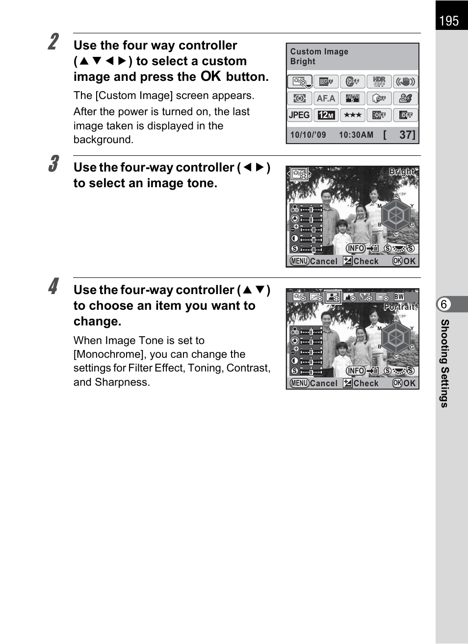Sh oo ting s et ting s | Pentax K-X User Manual | Page 197 / 324