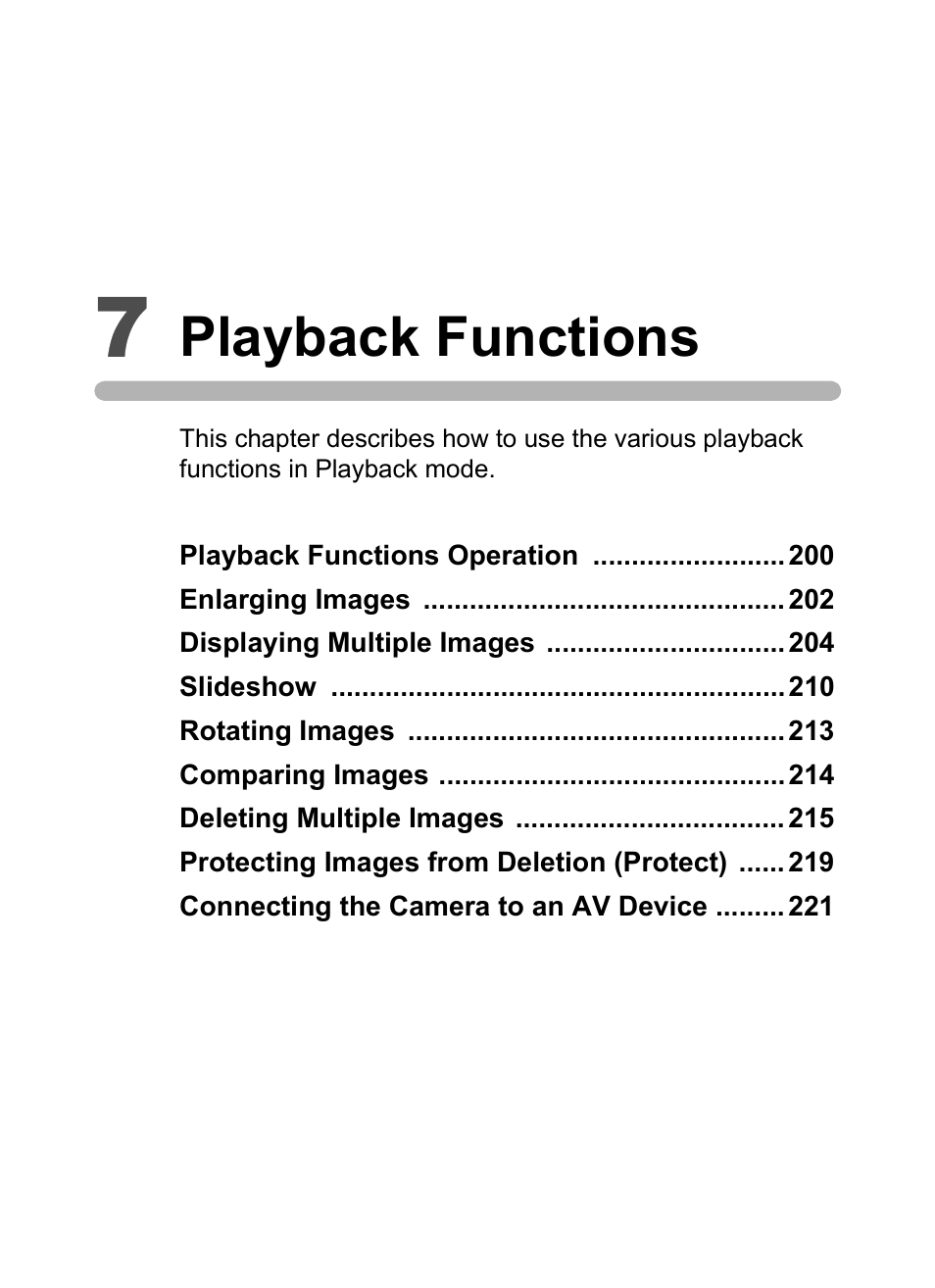7 playback functions, Playback functions | Pentax K-X User Manual | Page 201 / 324