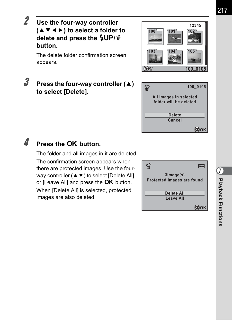 Press the 4 button | Pentax K-X User Manual | Page 219 / 324