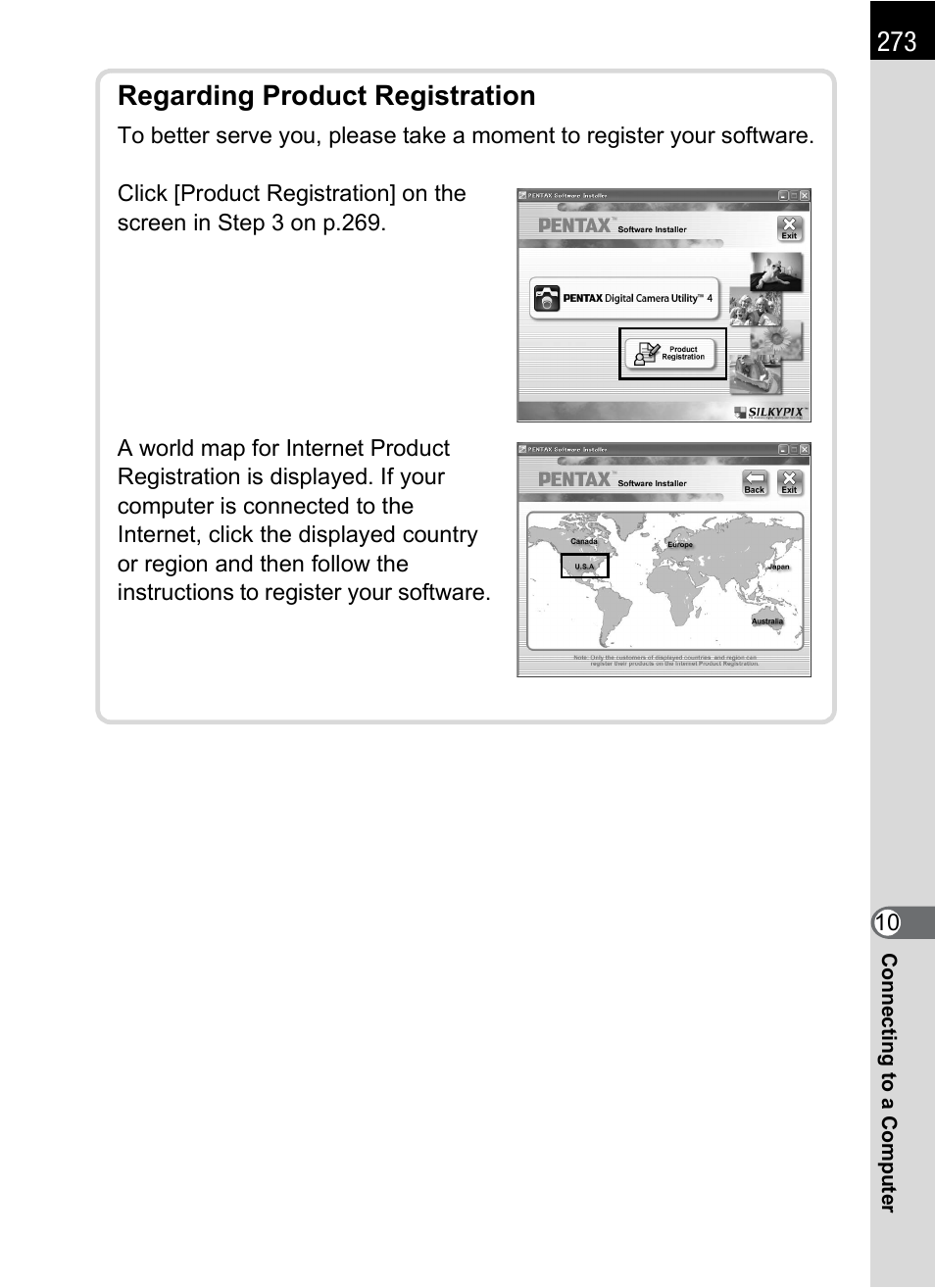 Regarding product registration | Pentax K-X User Manual | Page 275 / 324