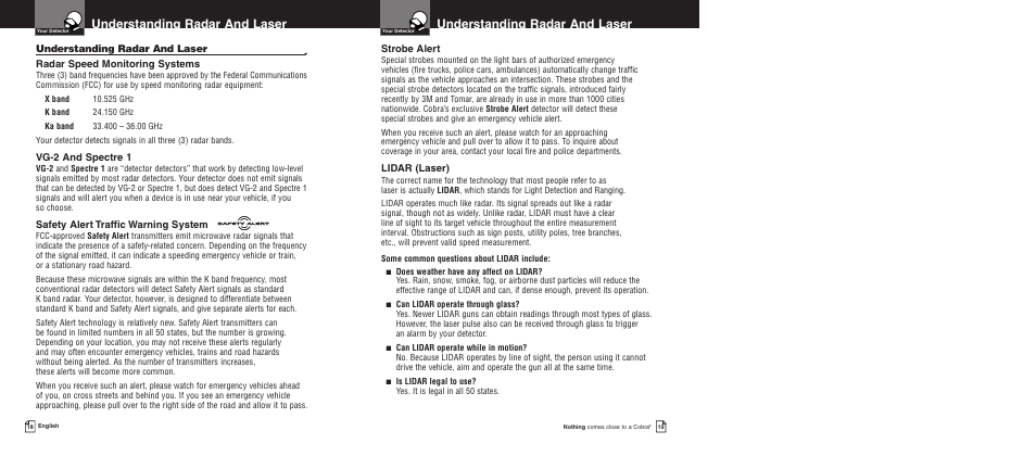 Understanding radar and laser | Cobra Electronics xrs 9400 User Manual | Page 12 / 16
