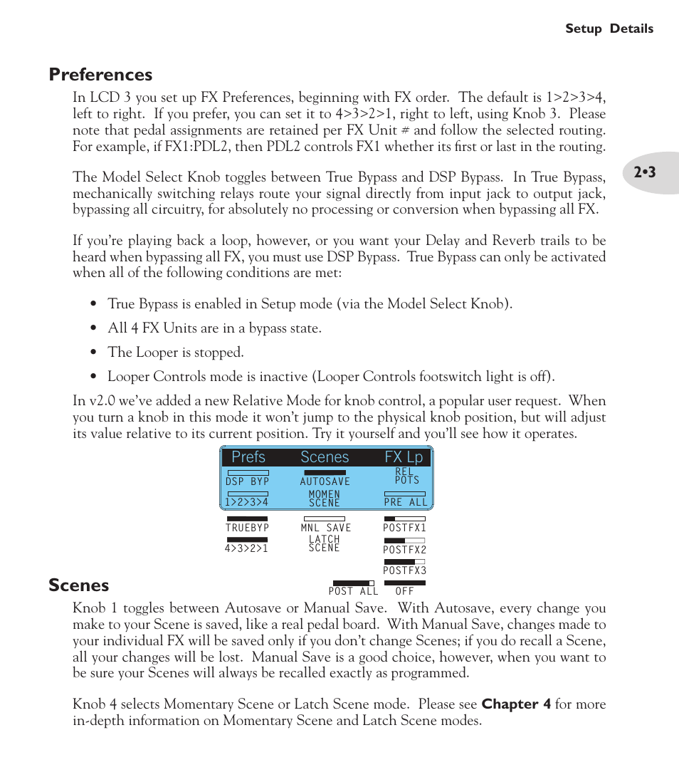 M13_2.0guide_ch2•3fix.pdf, Preferences, Scenes | Prefs scenes fx lp | Line 6 M13 User Manual | Page 13 / 37