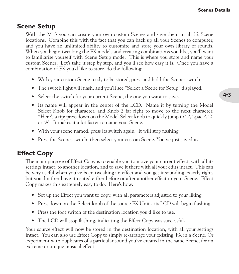 Scene setup, Effect copy | Line 6 M13 User Manual | Page 23 / 37