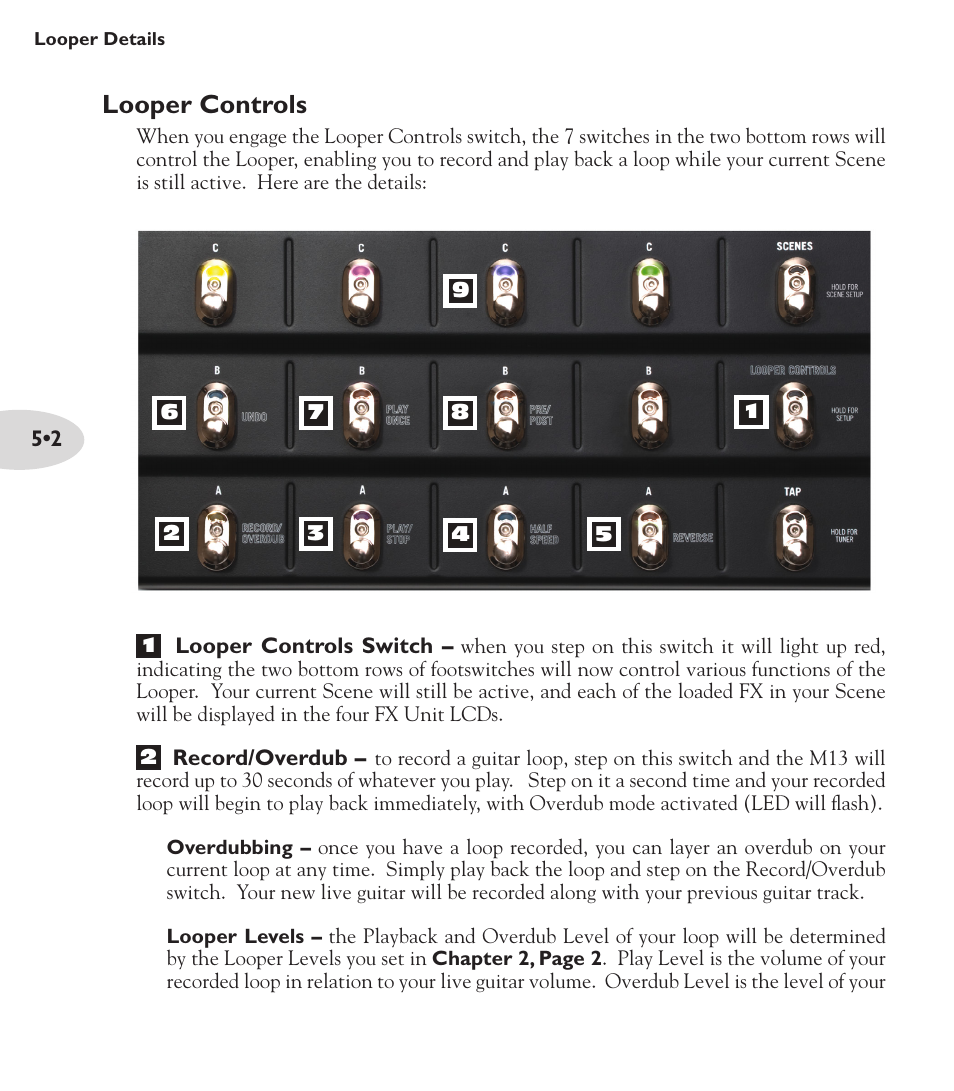 Looper controls | Line 6 M13 User Manual | Page 26 / 37