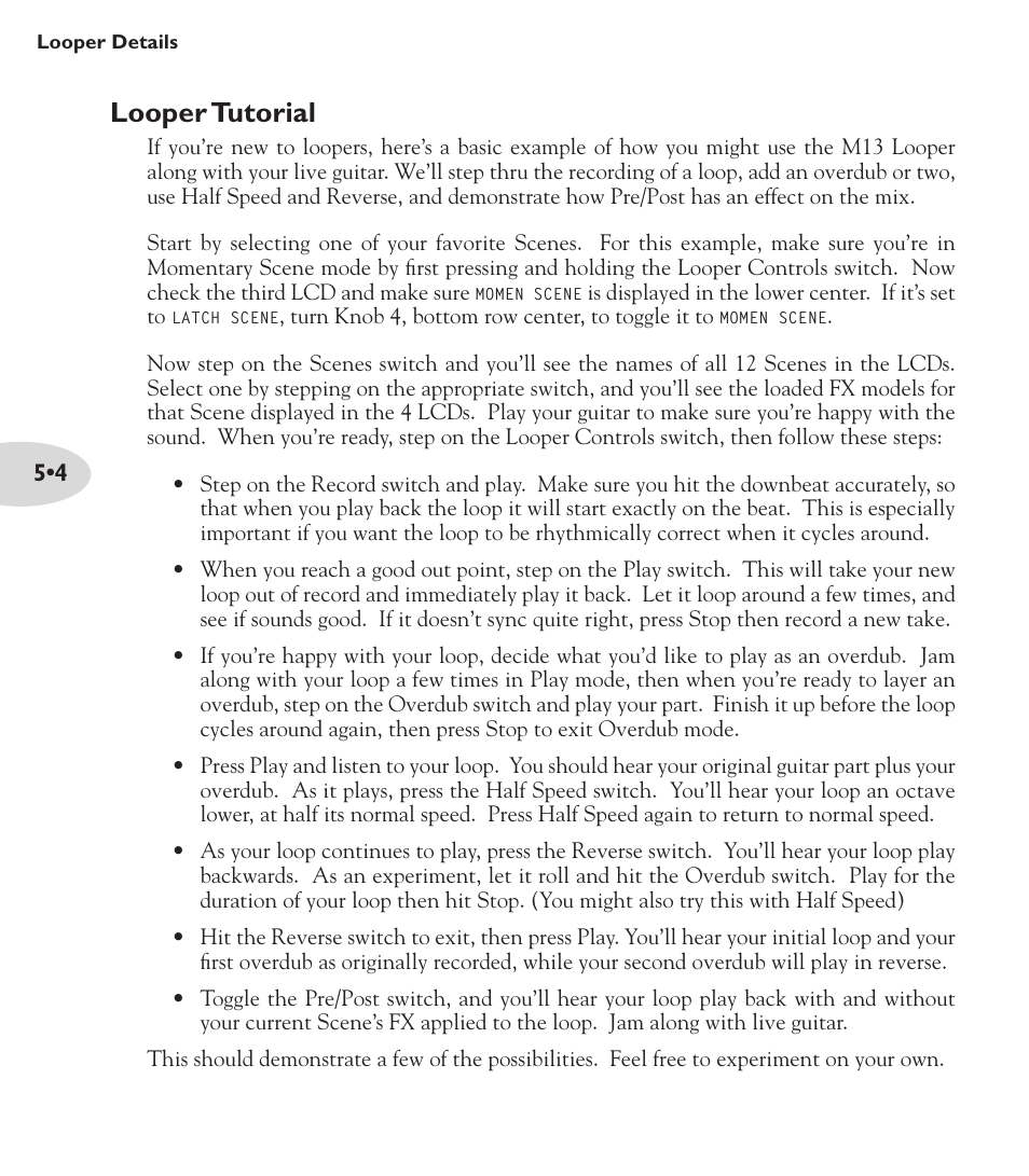 Looper tutorial | Line 6 M13 User Manual | Page 28 / 37