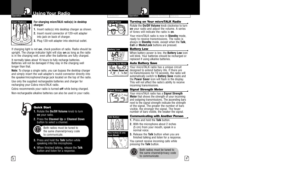 Using your radio | Cobra Electronics CXT450 User Manual | Page 4 / 15