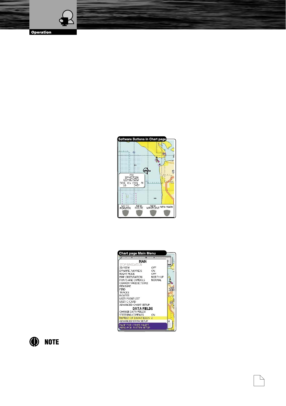 Operations on user points, Software buttons, Menu | Chart only page | Cobra Electronics MC600Cx  EN User Manual | Page 30 / 102
