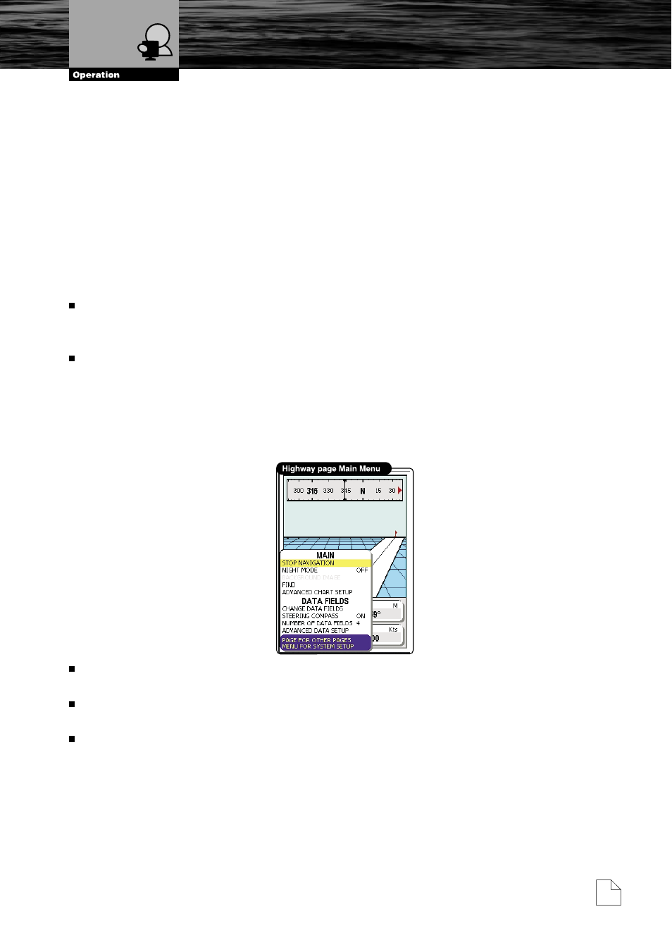 Zoom in and zoom out, Menu, Highway page | Cobra Electronics MC600Cx  EN User Manual | Page 36 / 102