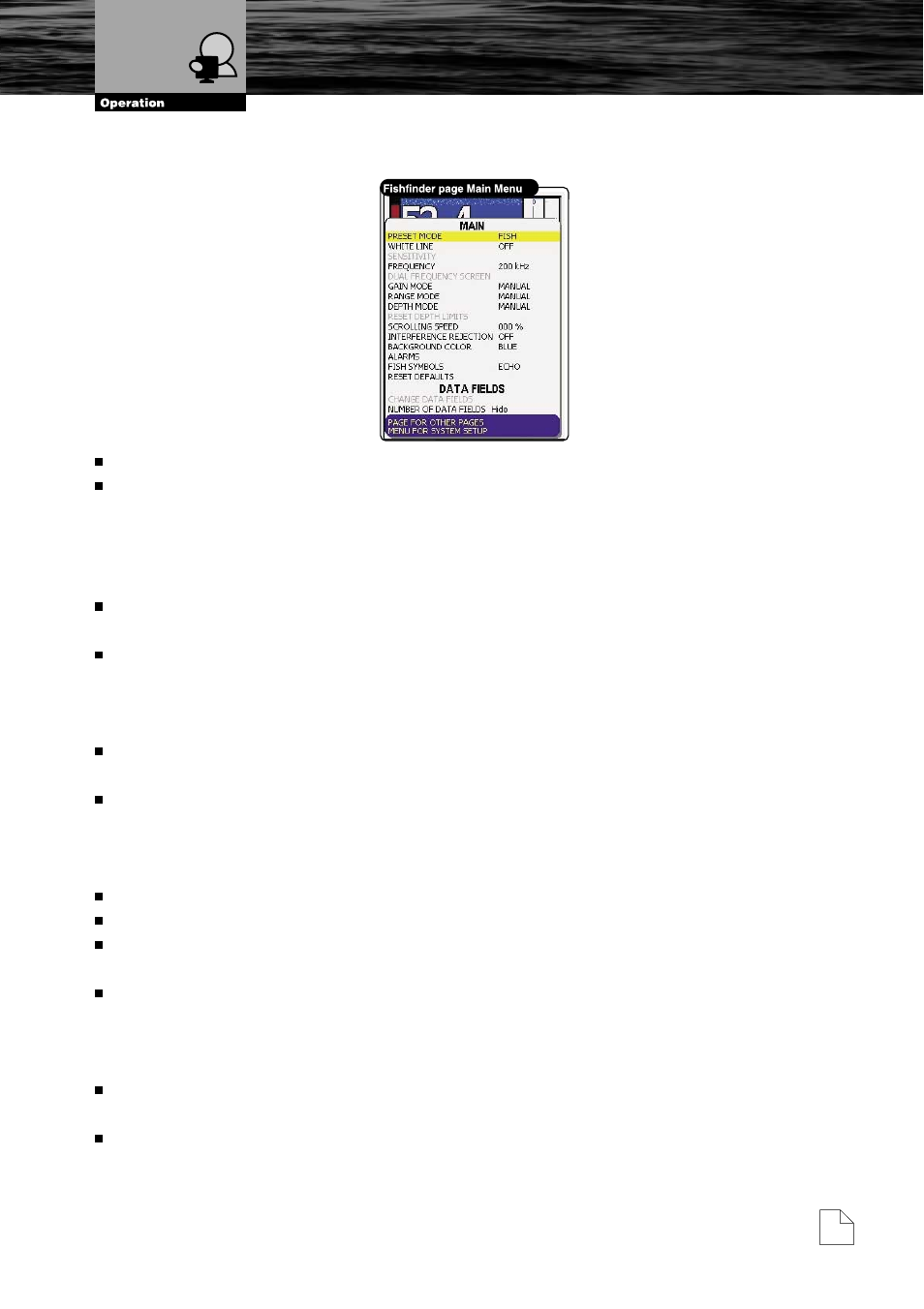 Fish finder page | Cobra Electronics MC600Cx  EN User Manual | Page 44 / 102