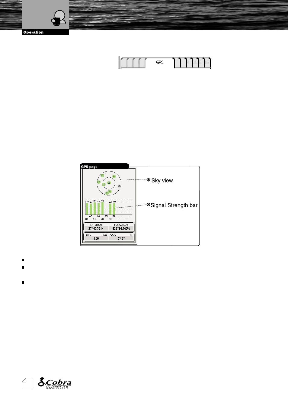 Description, Changing data options, Menu | Gps page | Cobra Electronics MC600Cx  EN User Manual | Page 51 / 102