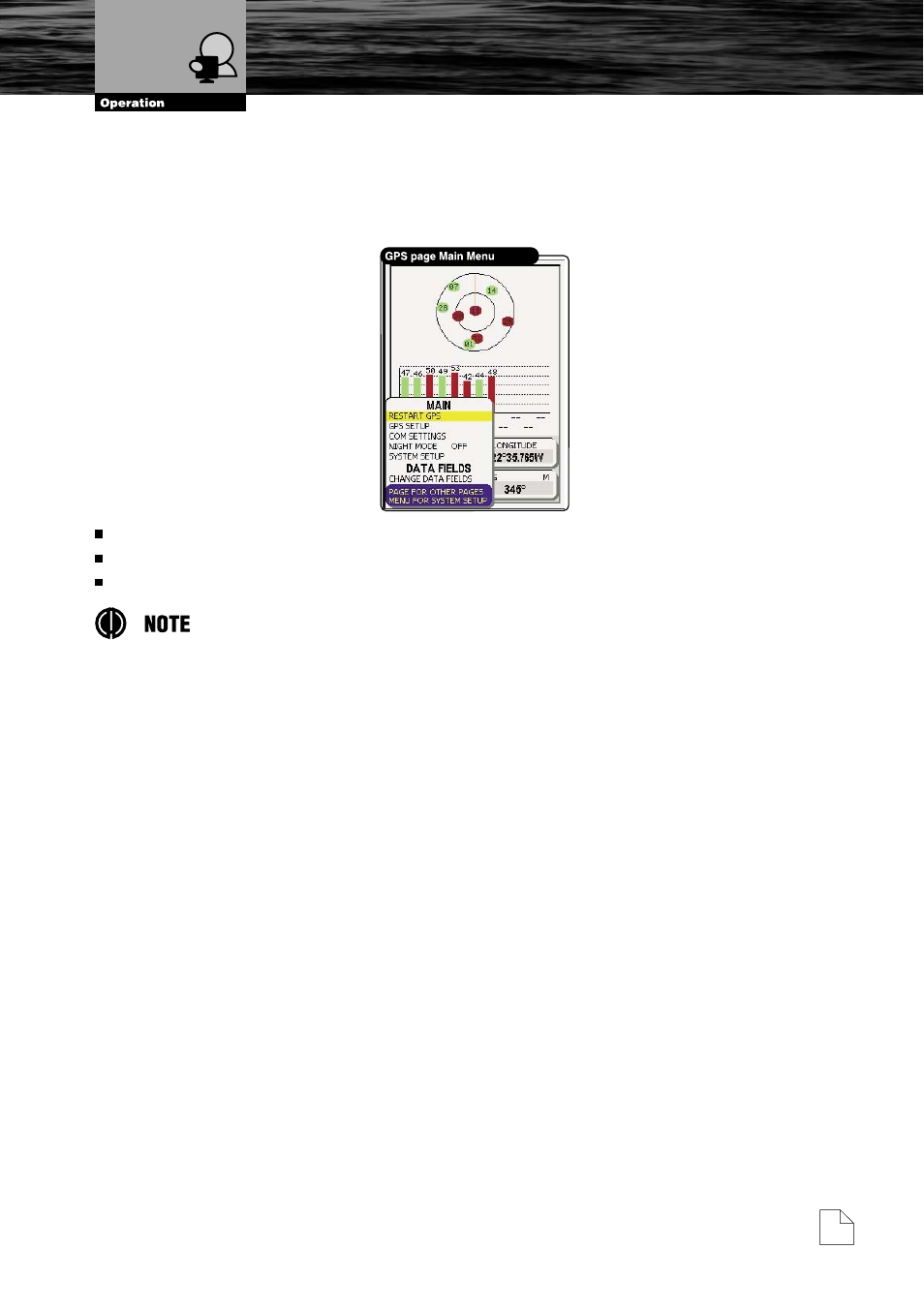 Menu, Gps page | Cobra Electronics MC600Cx  EN User Manual | Page 52 / 102