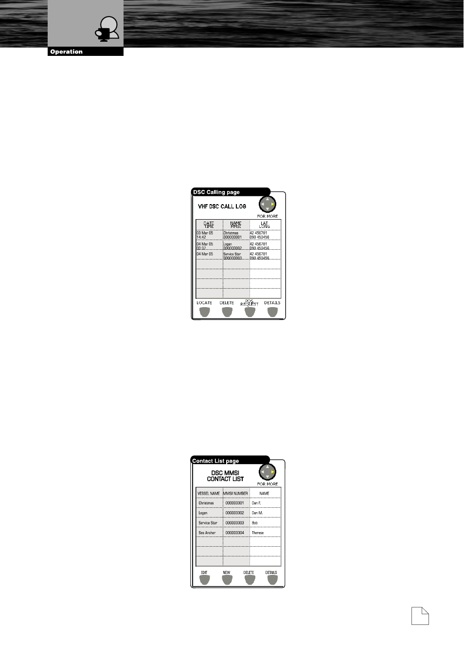 Advanced dsc for vhf radio with nmea 0183 output, Contact list, Dsc calling | Cobra Electronics MC600Cx  EN User Manual | Page 64 / 102