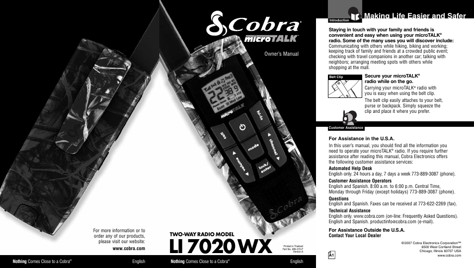 Cobra Electronics LI 7020WX User Manual | 17 pages