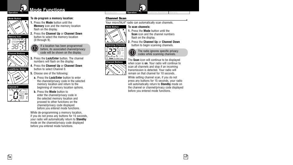 Mode functions | Cobra Electronics LI 7020WX User Manual | Page 11 / 17