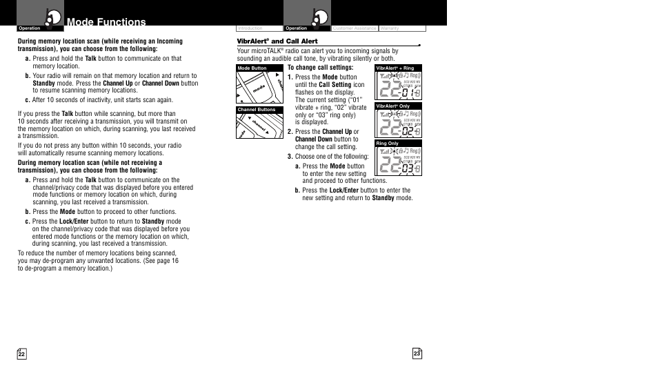 Mode functions | Cobra Electronics LI 7020WX User Manual | Page 14 / 17