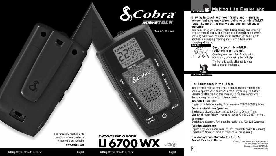 Cobra Electronics LI6700WX User Manual | 17 pages