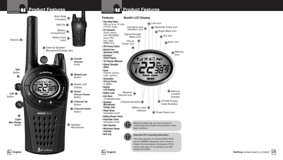 Product features | Cobra Electronics PR3500DX User Manual | Page 2 / 14