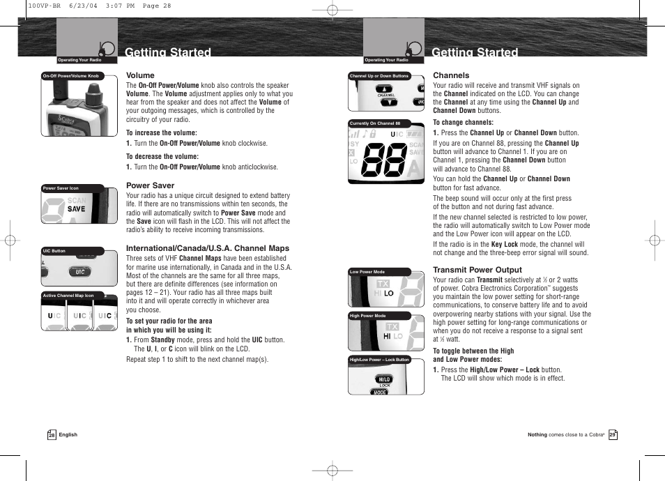 Getting started | Cobra Electronics MR HH100 VP EU User Manual | Page 18 / 22