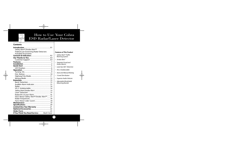 Cobra Electronics ESD-9100 User Manual | 15 pages