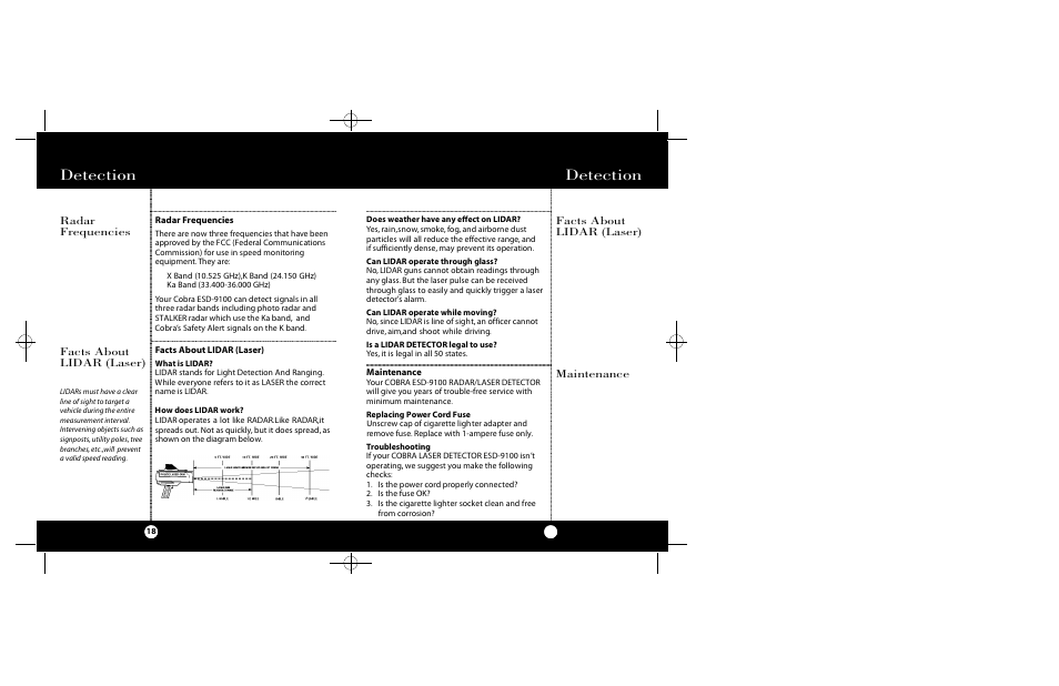 Detection | Cobra Electronics ESD-9100 User Manual | Page 10 / 15