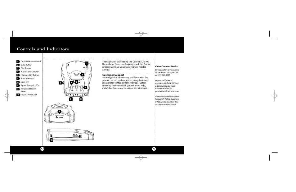 Controls and indicators | Cobra Electronics ESD-9100 User Manual | Page 15 / 15