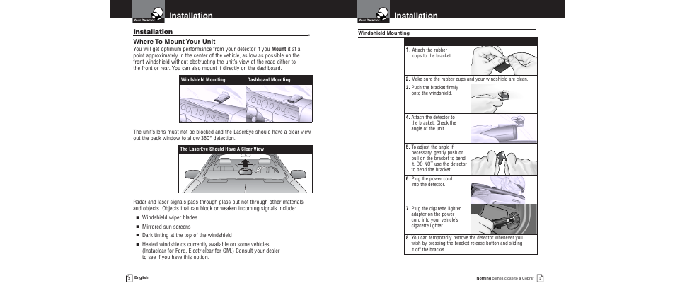 Installation, Where to mount your unit | Cobra Electronics XRS 9300 User Manual | Page 5 / 21