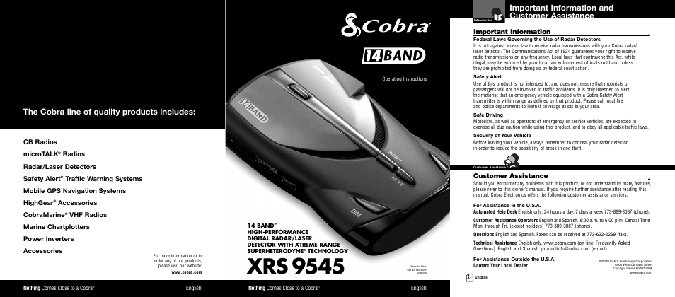 Cobra Electronics XRS 9545 User Manual | 15 pages