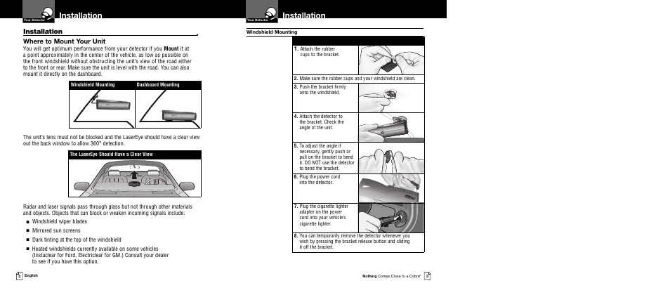 Installation, Where to mount your unit | Cobra Electronics XRS 9545 User Manual | Page 4 / 15