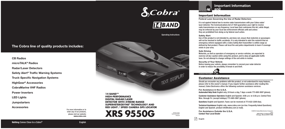 Cobra Electronics COBRA XRS 9550G User Manual | 19 pages