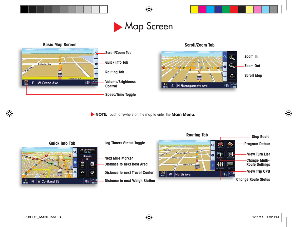 Map screen | Cobra Electronics 5550 User Manual | Page 3 / 8