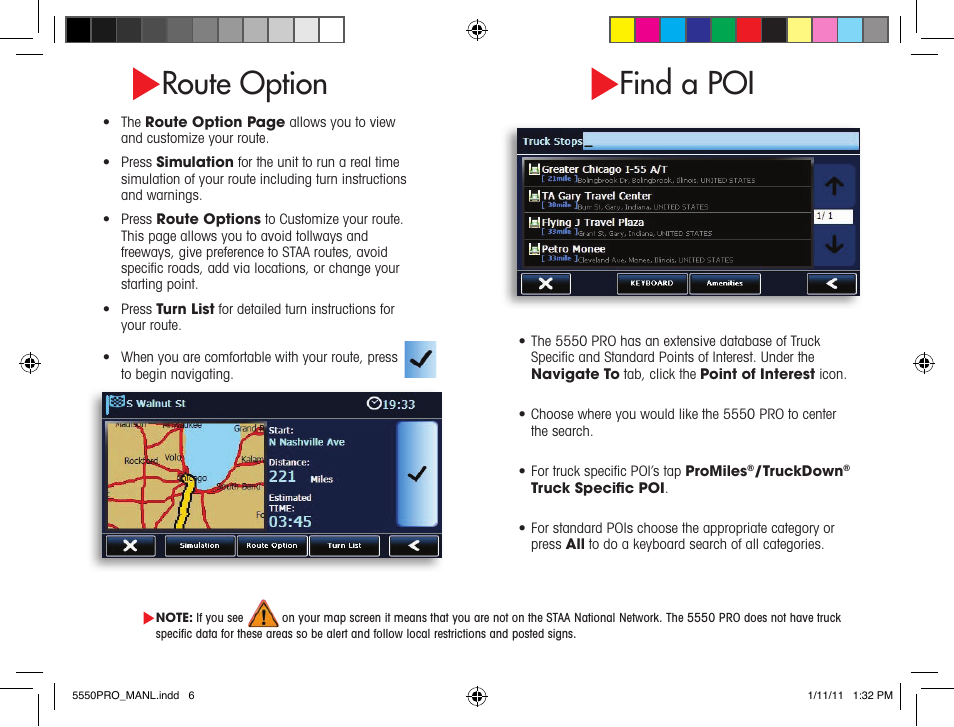 Route option, Find a poi | Cobra Electronics 5550 User Manual | Page 6 / 8