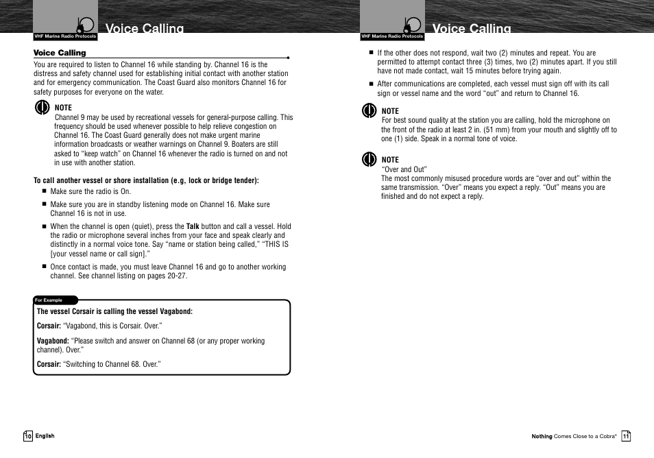 Voice calling | Cobra Electronics MRHH325VP User Manual | Page 9 / 35