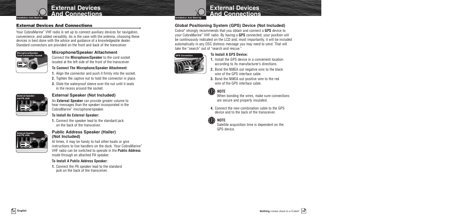 External devi, Nd connections, External devices | External devices and connections | Cobra Electronics MR F75 User Manual | Page 19 / 40