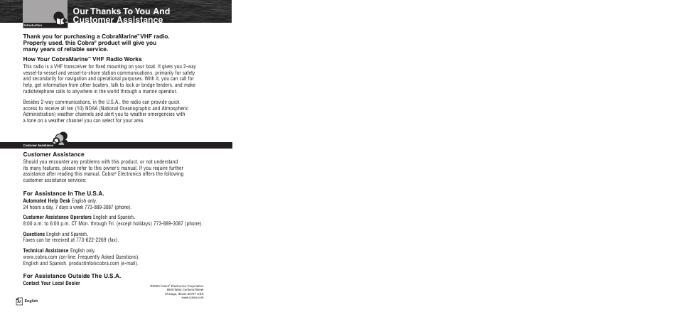 Important safety information | Cobra Electronics MR F75 User Manual | Page 2 / 40