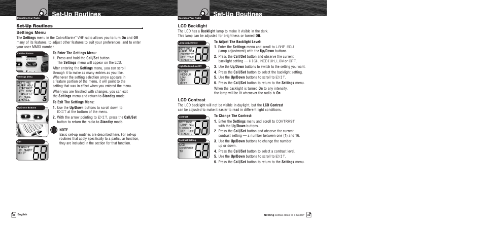 Set-up routines | Cobra Electronics MR F75 User Manual | Page 22 / 40