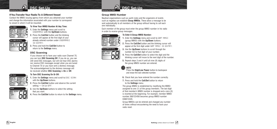 Dsc set-up | Cobra Electronics MR F75 User Manual | Page 29 / 40