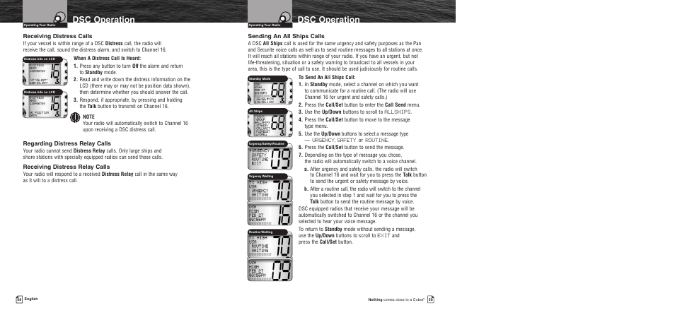 Dsc operation | Cobra Electronics MR F75 User Manual | Page 32 / 40