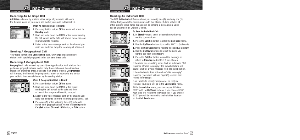 Dsc operation | Cobra Electronics MR F75 User Manual | Page 33 / 40