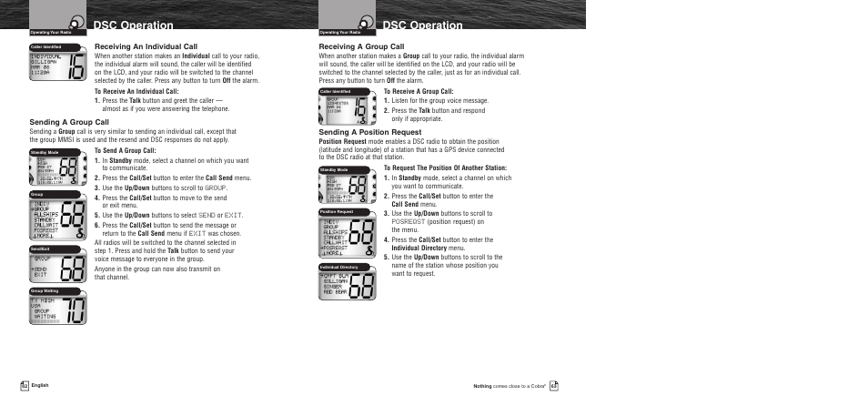 Dsc operation | Cobra Electronics MR F75 User Manual | Page 34 / 40