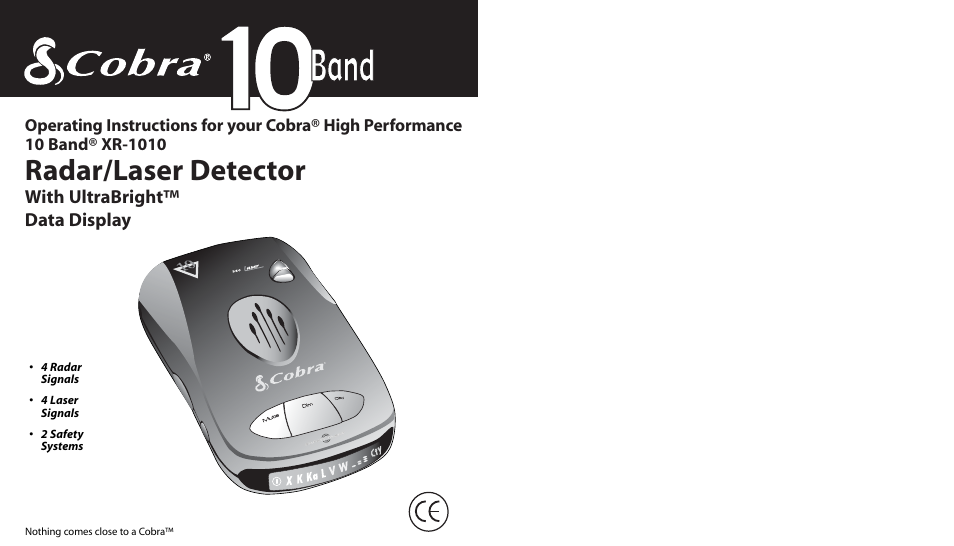 Cobra Electronics High Performance 10 Band XR-1010 User Manual | 16 pages