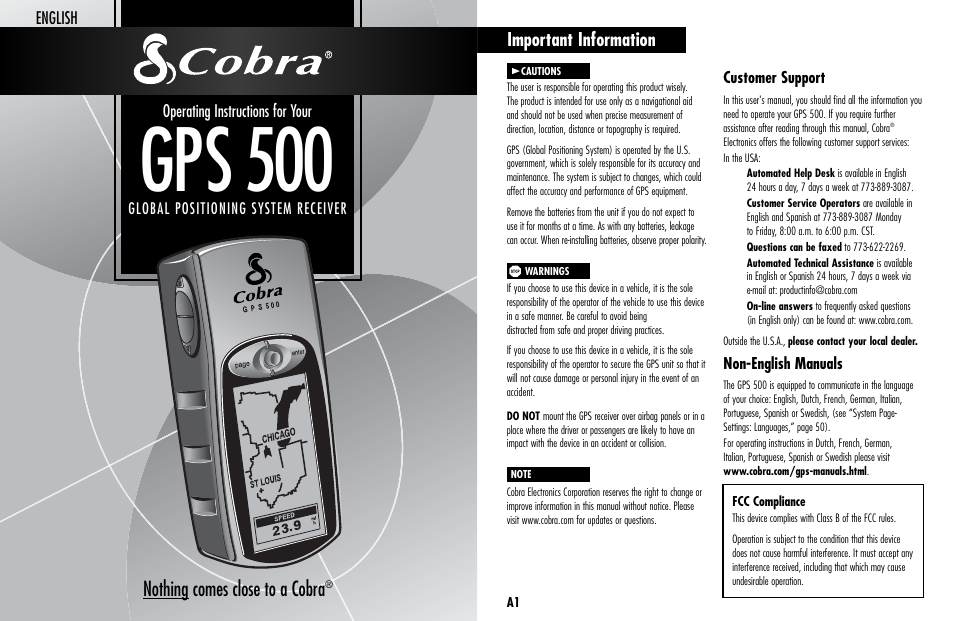 Cobra Electronics GPS 500 User Manual | 36 pages