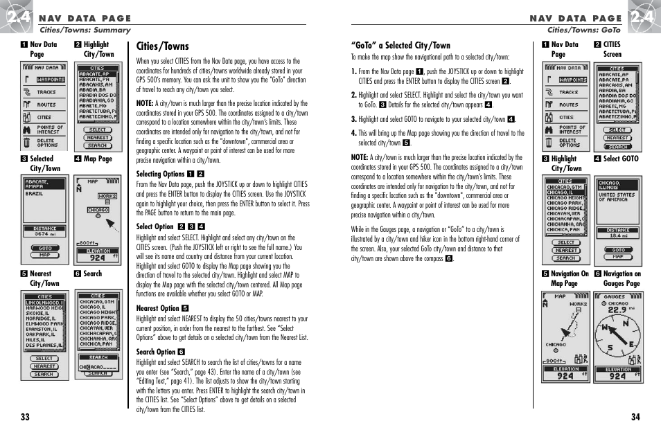 Cities/towns | Cobra Electronics GPS 500 User Manual | Page 20 / 36