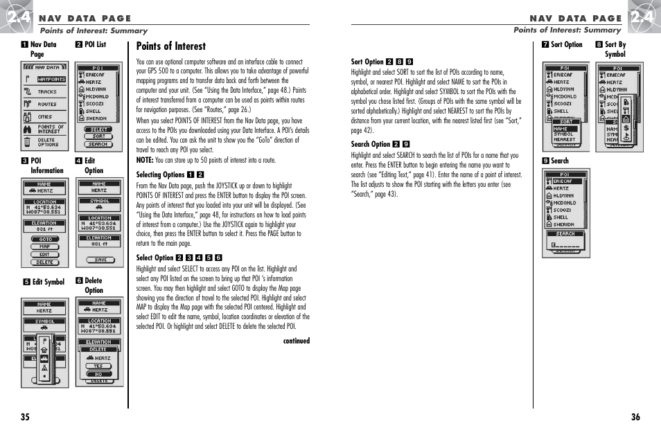 Points of interest | Cobra Electronics GPS 500 User Manual | Page 21 / 36
