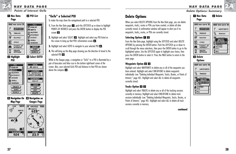 Delete options | Cobra Electronics GPS 500 User Manual | Page 22 / 36