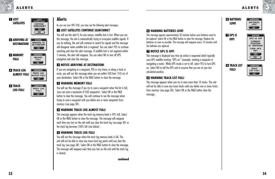 Alerts | Cobra Electronics GPS 500 User Manual | Page 30 / 36